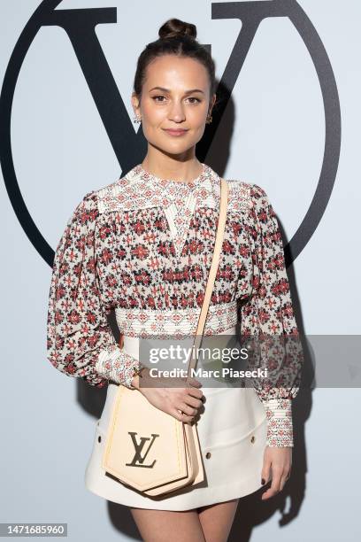 Alicia Vikander attends the Louis Vuitton Womenswear Fall Winter 2023-2024 show as part of Paris Fashion Week at Orsay Museum on March 06, 2023 in...