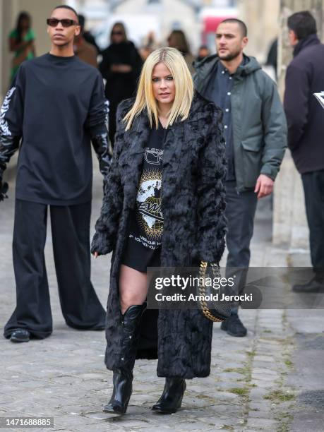 Avril Lavigne attends the Stella McCartney Womenswear Fall Winter 2023-2024 show as part of Paris Fashion Week on March 06, 2023 in Paris, France.