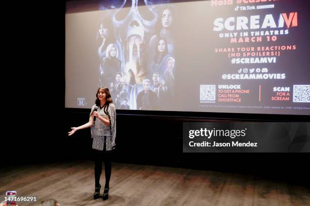 Melissa Barrera attends the CasaTikTok Creator Event and Influencer Screening hosted by Paramount Pictures and Spyglass Media Group's "Scream VI" on...