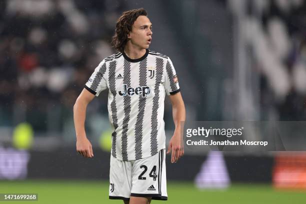 Martin Palumbo of Juventus looks over his shoulder during the Serie C Coppa Italia Final First Leg match between Juventus Next Gen and Vicenza at...
