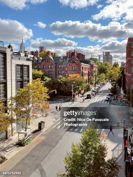 aerial view of chelsea district from the highline park, new york city, usa - west village stock pictures, royalty-free photos & images