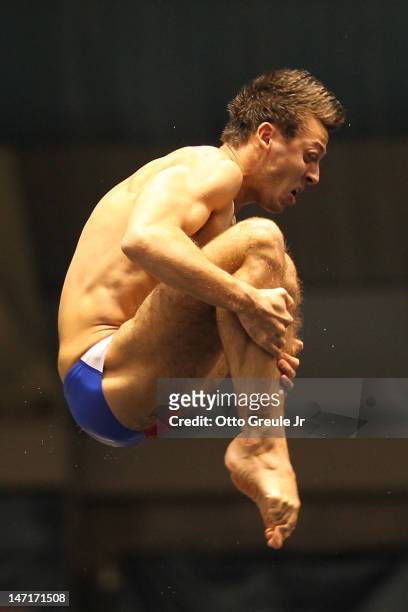 Nick McCrory dives in the 10m platform final at the 2012 U.S. Olympic Team Trials at the Weyerhaeuser King County Aquatic Center on June 23, 2012 in...