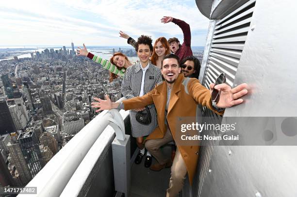 Devyn Nekoda, Jasmin Savoy Brown, Liana Liberato, Josh Segarra, Jack Champion, and Tony Revolori attend as the cast of Scream visits the Empire State...