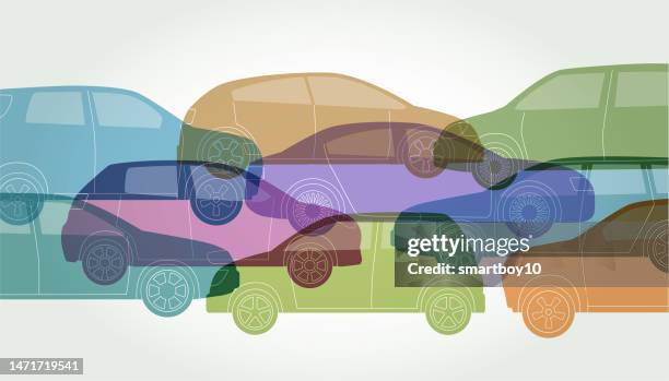 stylised car icons - roadblock illustration stock illustrations