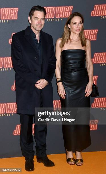 Dougray Scott and Claire Forlani arrive at the "John Wick: Chapter 4" UK Gala Screening at Cineworld Leicester Square on March 06, 2023 in London,...