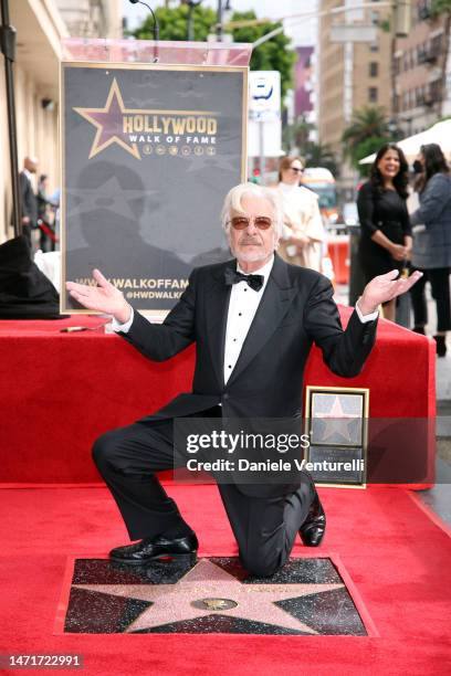 Giancarlo Giannini poses with the Giancarlo Giannini Honored With A Star On The Hollywood Walk Of Fame on March 06, 2023 in Hollywood, California.