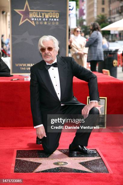 Giancarlo Giannini poses with the Giancarlo Giannini Honored With A Star On The Hollywood Walk Of Fame on March 06, 2023 in Hollywood, California.