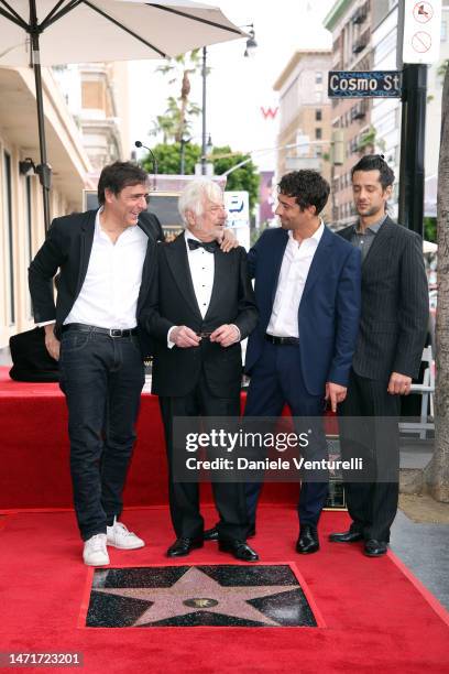 Adriano Giannini, Giancarlo Giannini, Emanuele Giannini and Francesco Giannini pose with the Giancarlo Giannini Honored With A Star On The Hollywood...