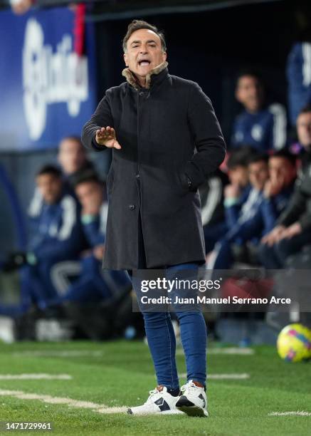 Carlos Carvalhal, Head Coach of RC Celta, reacts during the LaLiga Santander match between CA Osasuna and RC Celta at El Sadar Stadium on March 06,...