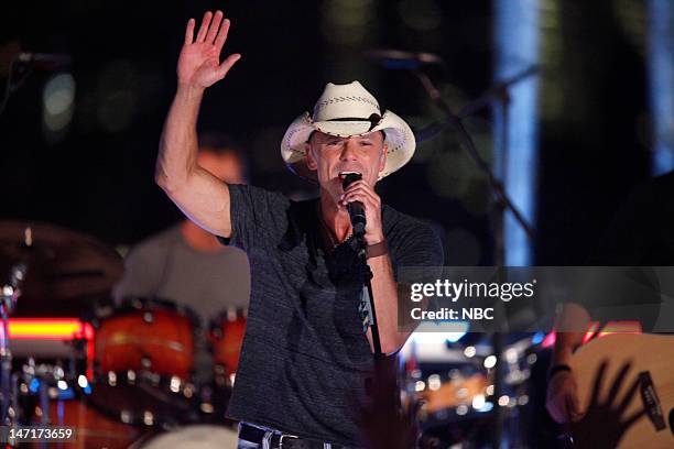 Pictured: Kenny Chesney rehearses for his performance on the "Macy's Fourth of July Fireworks Spectacular" --