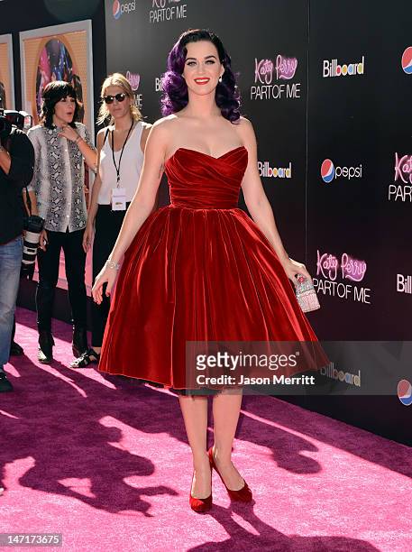 Singer Katy Perry arrives at the premiere of Paramount Insurge's "Katy Perry: Part Of Me" held at Grauman's Chinese Theatre on June 26, 2012 in...