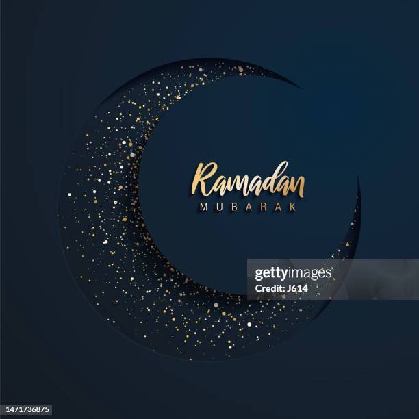 stockillustraties, clipart, cartoons en iconen met simple, elegant, glittering ramadan moon - ramadan moon