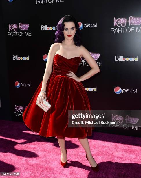 Singer Katy Perry arrives at the premiere of "Katy Perry: Part Of Me" held at Grauman's Chinese Theatre on June 26, 2012 in Hollywood, California....