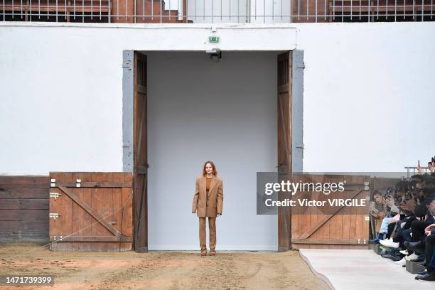 Model walks the runway during the Stella McCartney Ready to Wear Fall/Winter 2023-2024 fashion show as part of the Paris Fashion Week on March 6,...