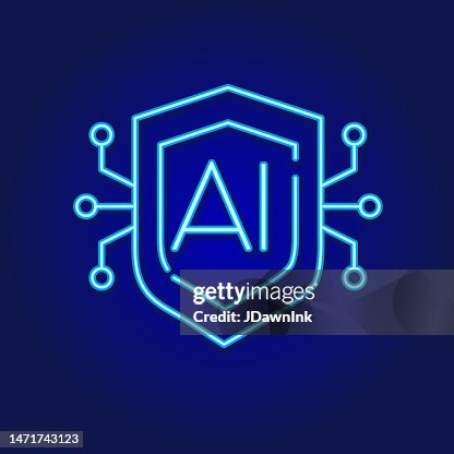 Artificial Intelligence shield with circuits thin line icon - editable stroke Artificial Intelligence shield with circuits thin line icon - editable stroke