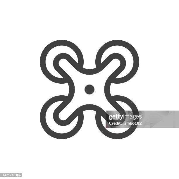 aerial drone, technology line vector icon on white background. editable stroke. pixel perfect. for mobile and web. outline vector graphics. - drone shot stock illustrations