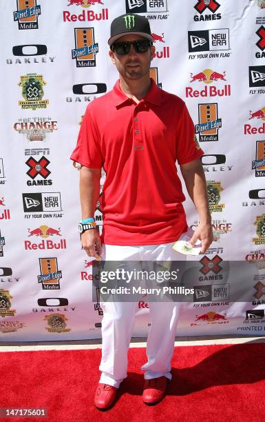 Jeremy McGrath attends Ryan Sheckler X Games Celebrity Golf Tournament at Trump National Golf Course on June 26, 2012 in Palos Verdes Estates,...