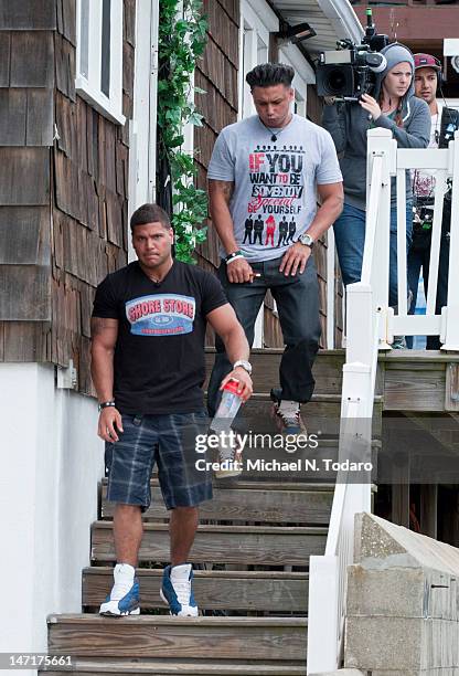 Ronnie Ortiz-Magro and Pauly D DelVecchio seen on location for