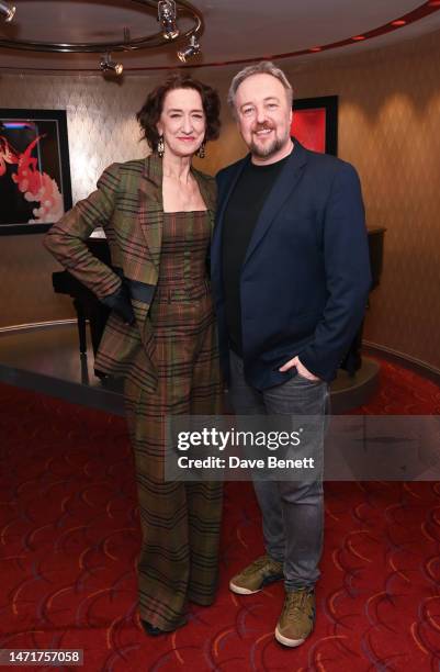 Haydn Gwynne and John Owen-Jones attend the press night after party for "The Great British Bake Off Musical" on March 06, 2023 in London, England.