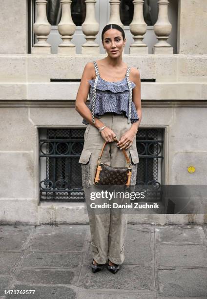 Tamara Kalinic is seen wearing a Louis Vuitton top, tan Louis Vuitton  News Photo - Getty Images