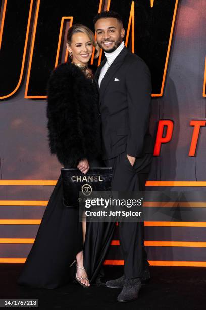 Sarah Richards and Aston Merrygold attend the "John Wick: Chapter 4" UK Gala Screening at Cineworld Leicester Square on March 06, 2023 in London,...