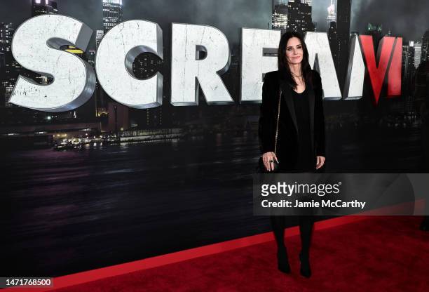 Courteney Cox attends Paramount's "Scream VI" World Premiere at AMC Lincoln Square Theater on March 06, 2023 in New York City.