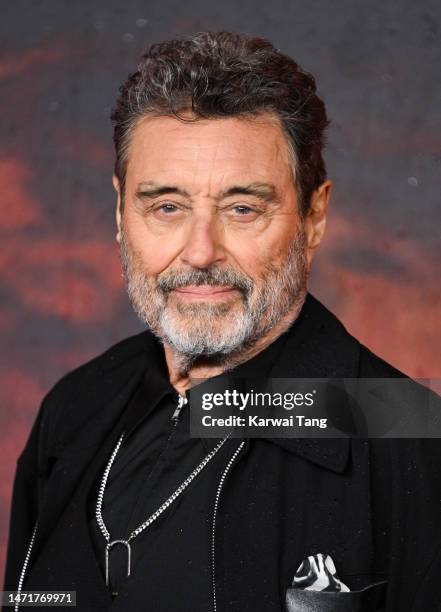 Ian McShane arrives at the "John Wick: Chapter 4" UK Gala Screening at Cineworld Leicester Square on March 06, 2023 in London, England.