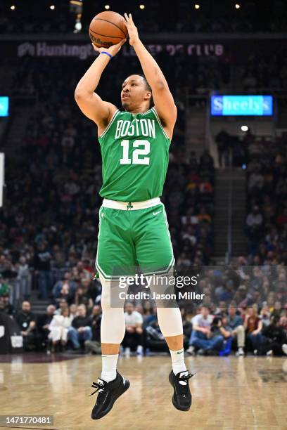 Grant Williams of the Boston Celtics shoots during the second quarter against the Cleveland Cavaliers at Rocket Mortgage Fieldhouse on March 06, 2023...