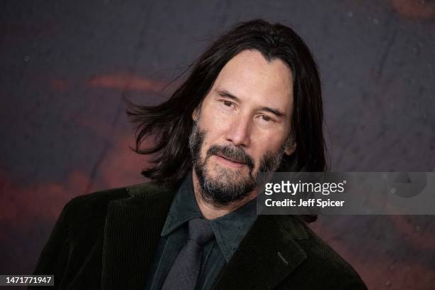 Keanu Reeves attends the "John Wick: Chapter 4" UK Gala Screening at Cineworld Leicester Square on March 06, 2023 in London, England.