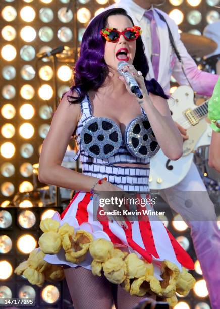 Singer Katy Perry performs at the first-ever Pepsi/Billboard Summer Beats special live performance for "Katy Perry: Part Of Me" at Grauman's Chinese...