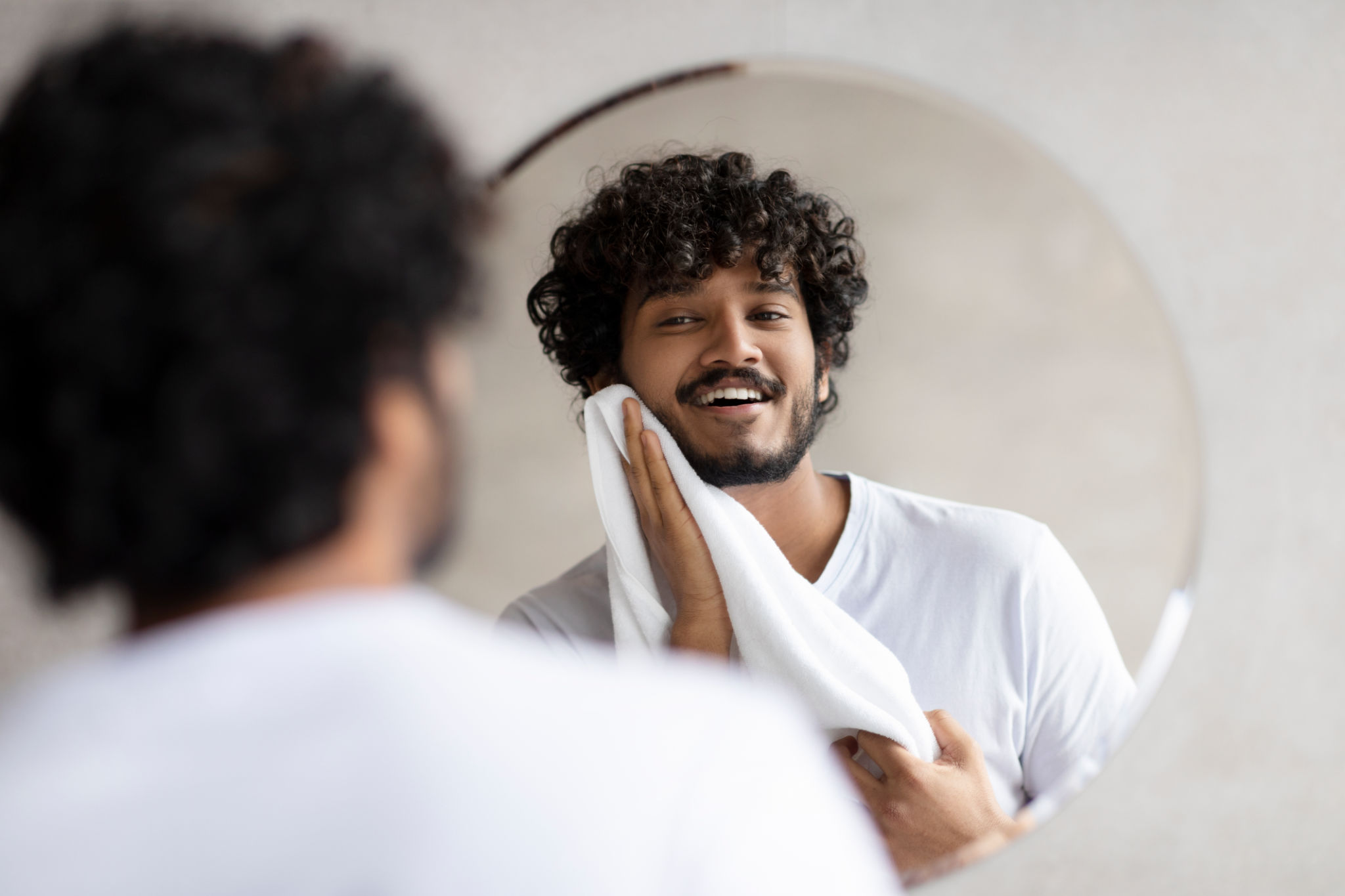 man caring for beard