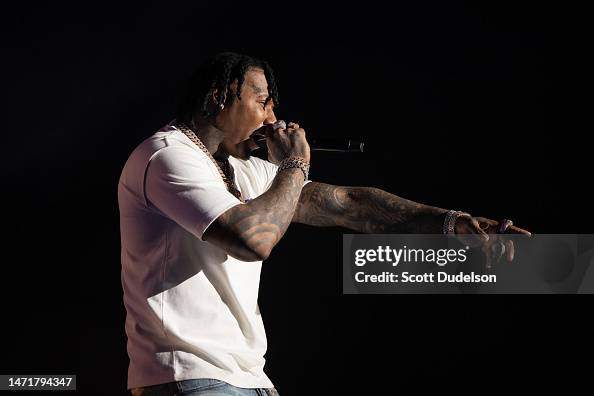 H Money Bags Rapper Rapper Moneybagg Yoperforms onstage during day 3 of Rolling Loud Los ...