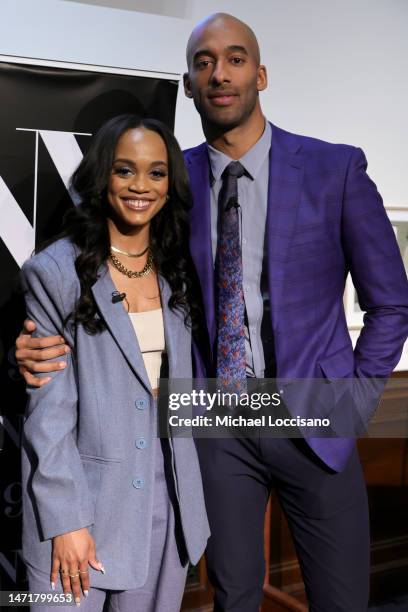 Rachel Lindsay and Matt James pose following "Real Love" Rachel Lindsay In Conversation With Matt James at The 92nd Street Y, New York on March 06,...