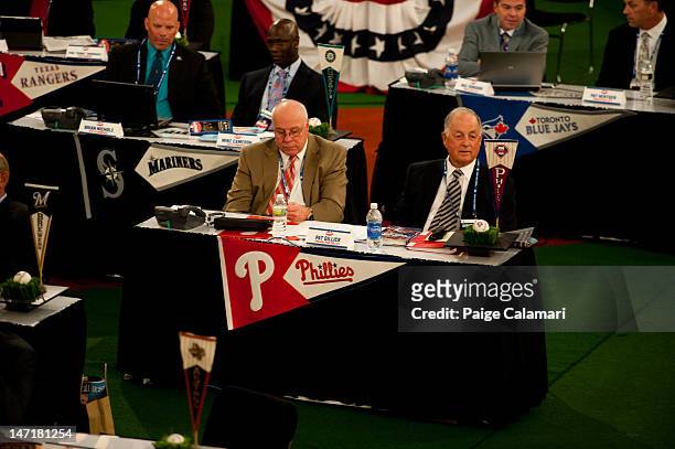 Pat Gillick is seen during the 2012 First-Year Player Draft Monday, June 4 at MLB Network's Studio 42 in Secaucus, New Jersey.