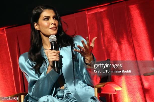 Jacqueline Fernandez on stage during the LA Italia Film Festival Special Screening Of "Tell It Like a Woman" at TCL Chinese 6 Theatres on March 06,...