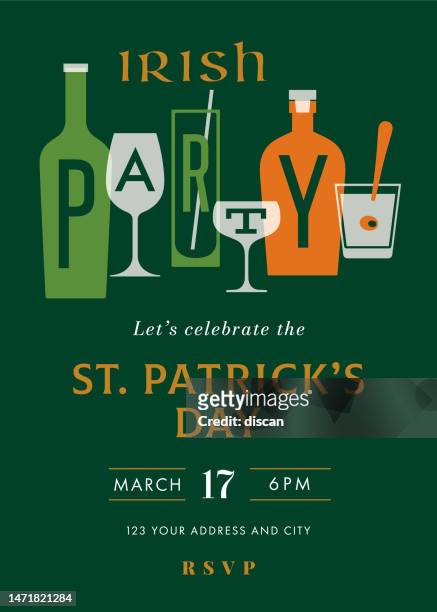 st. patrick's day special party invitation template. - beer glasses stock illustrations