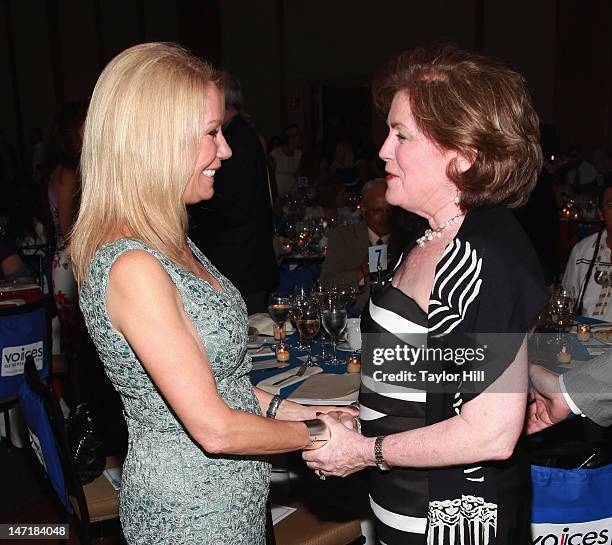 Kathie Lee Gifford greets VOICES of September 11th founding director Mary Fetchet at the 5th Annual Always Remember Gala at Pier Sixty at Chelsea...