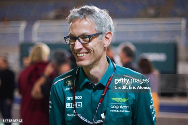 Mike Krack, Team Principal of the Aston Martin F1 Team smiles during the celebration of the third position of the team during the F1 Grand Prix of...