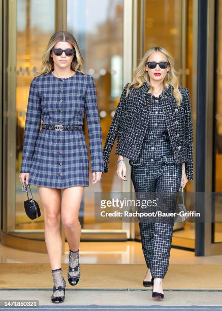 Sofia Richie and Nicole Richie are seen heading to 'the Chanel show during Paris Fashion Week' on March 07, 2023 in Paris, France.