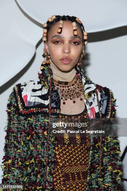 Twigs attends the Chanel Womenswear Fall Winter 2023-2024 show as part of Paris Fashion Week on March 07, 2023 in Paris, France.