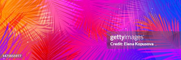 abstract colored tropical colorful background with palm leaves. - turquoise colored stock illustrations