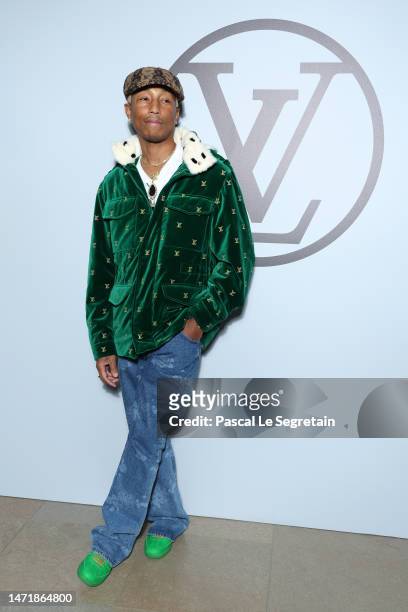 Men's Creative Director of Louis Vuitton, Pharrell Williams attends the Louis Vuitton Womenswear Fall Winter 2023-2024 show as part of Paris Fashion...