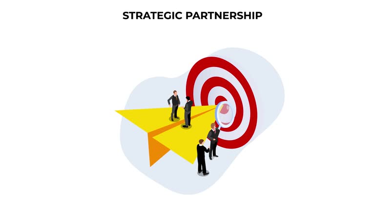 Key Partner Animation Strategic business partnership 3d animation in 4K UHD 3840x2160 동영상 ...