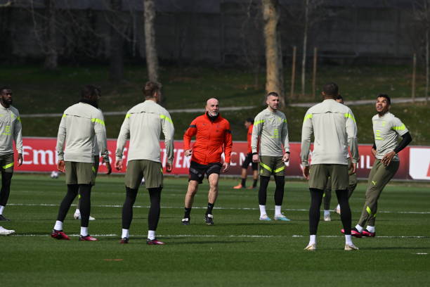 GBR: AC Milan Training Session And Press Conference