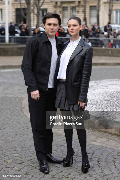 Brooklyn Beckham and Nicola Peltz attend the Miu Miu Womenswear Fall Winter 2023-2024 show as part of Paris Fashion Week on March 07, 2023 in Paris,...