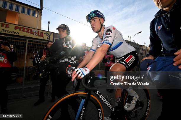 Stage winner Fabio Jakobsen of The Netherlands and Team Soudal Quick-Step reacts after during the 58th Tirreno-Adriatico 2023, Stage 2 a 210km stage...
