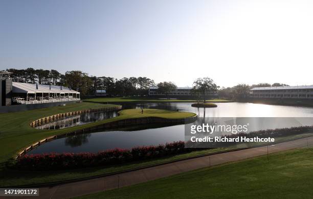 General view of the 17th hole prior to THE PLAYERS Championship on THE PLAYERS Stadium Course at TPC Sawgrass on March 07, 2023 in Ponte Vedra Beach,...
