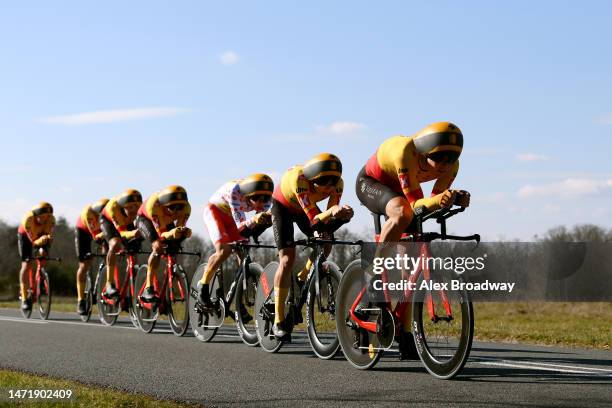 General view of Alexander Kristoff of Norway, Anthon Charmig of Denmark, Erik Nordsaeter Resell of Norway, Anders Skaarseth of Norway, Rasmus Tiller...