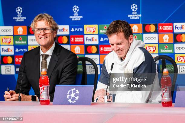Head coach Julian Nagelsmann of FC Bayern Muenchen at the Press conference ahead of their UEFA Champions League round of 16 match against Paris...