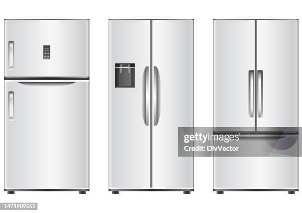 refrigerator vector set - stainless steel stock illustrations